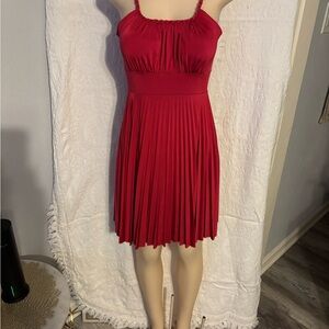 Elegant Red Pleated Dress